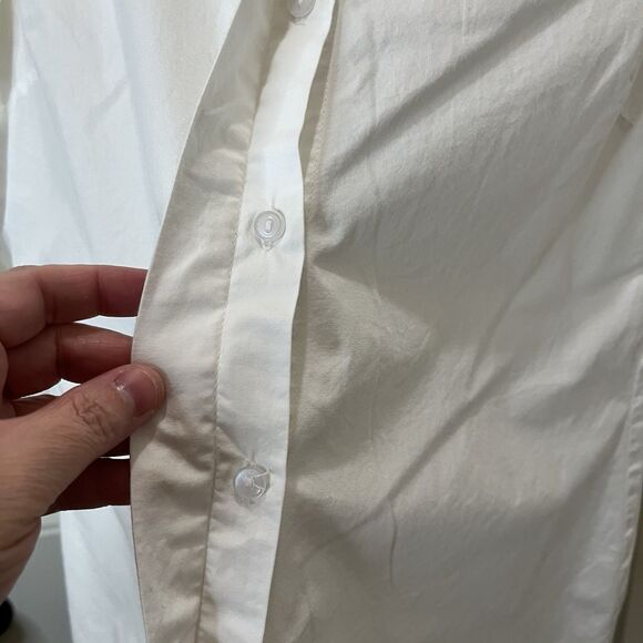 Boston Proper White Button Up Sheer Floral Long Balloon Sleeve Top Womens Size S - Picture 6 of 12